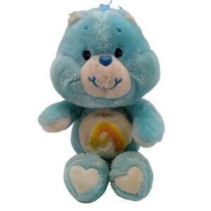 Vintage Care Bears Wish Bear Plush Stuffed Animal Kenner 1983 Blue Rainbow 13"